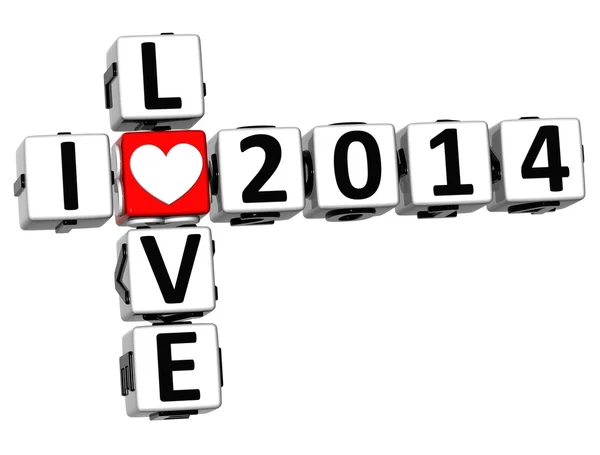 3D I Love 2014 Crossword — Stock Photo, Image