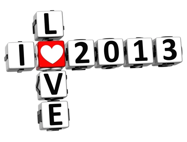 3D I Love 2013 Crossword — Stock Photo, Image