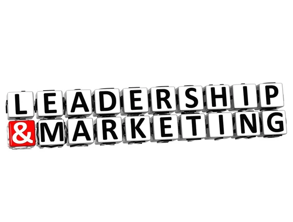 Pulsante Leadership e Marketing 3D Clicca qui Blocca testo — Foto Stock