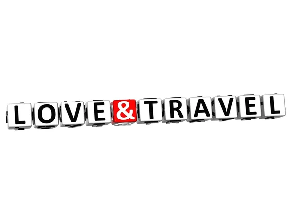 3D Love And Travel Button Click Here Block Text — Stock Photo, Image