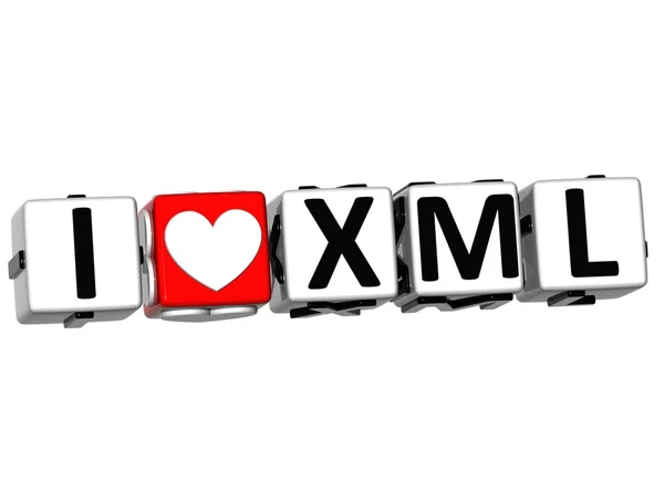 3D I Love XML Button Click Here Block Text — Stock Photo, Image