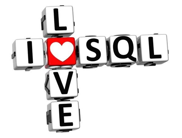 3D I Love SQL Crossword — Stock Photo, Image