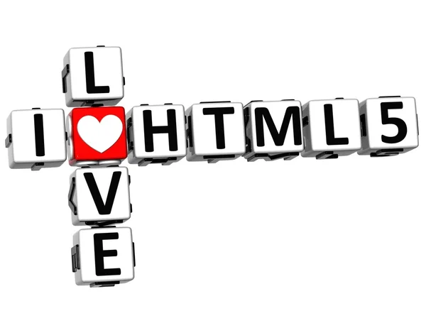 3D I Love HTML 5 Crossword — Stock Photo, Image