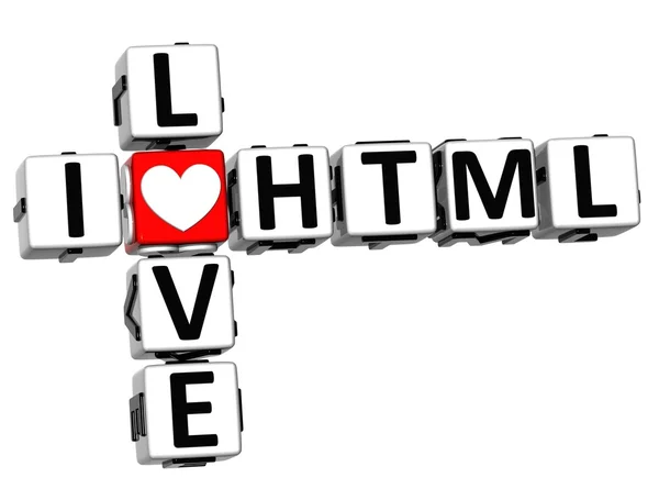 3D I Love HTML Crossword — Stock Photo, Image