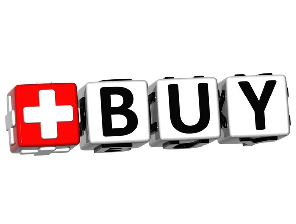 3D Buy Button Click Here Block Text — Stock Photo, Image