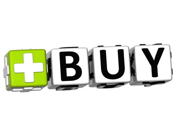 3D Buy Button Click Here Block Text — Stock Photo, Image