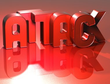 kırmızı bir arka plan üzerinde 3D kelime saldırı