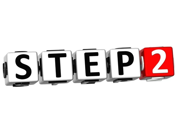3D Step Button Click Here Block Text — Stock Photo, Image