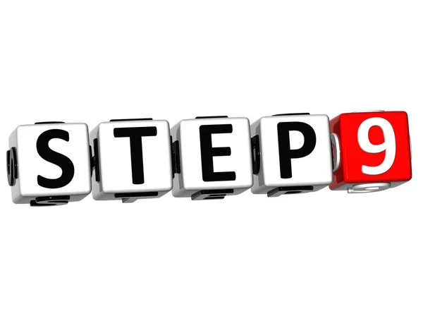 3D Step Button Click Here Block Text — Stock Photo, Image