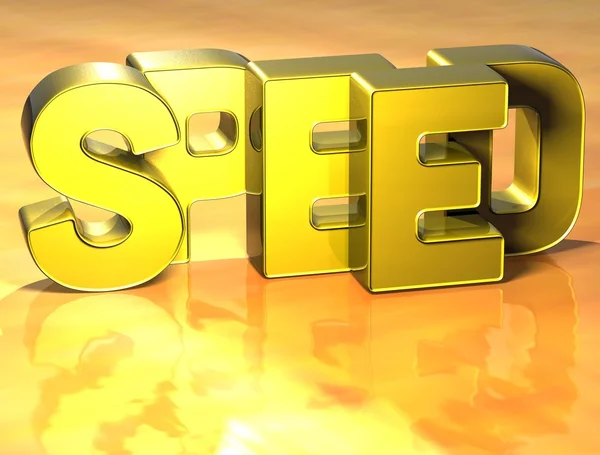 3D ordet hastighet på gul bakgrund — Stockfoto