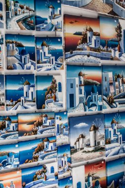 Mikonos kentine Yunanistan yukarıda ünlü yel değirmeni