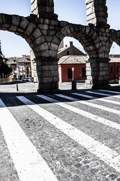 Il famoso acquedotto antico di Segovia, Castilla y Leon, Spagna — Foto Stock
