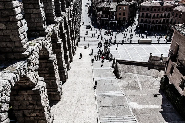 Den berömda forntida akvedukten i Segovia, Castilla y Leon, Spanien — Stockfoto
