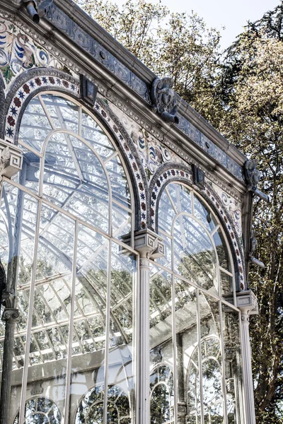 Madrid palacio de cristal retiro park cam kristal Saray İspanya — Stok fotoğraf