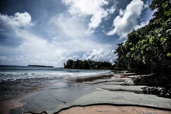 Neil Island strand og blå himmel med hvide skyer, Andaman øer - Indien - Stock-foto