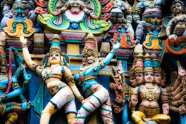 Detalhes do Templo Meenakshi - um dos maiores e mais antigos templos de Madurai, Índia . — Fotografia de Stock