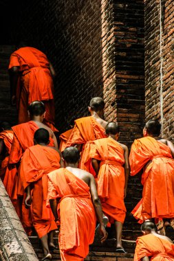 Monks in Ayutthaya, Thailand clipart