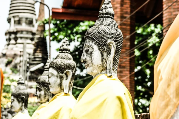 Zničený starý chrám Ayutthaya, Thajsko, — Stock fotografie