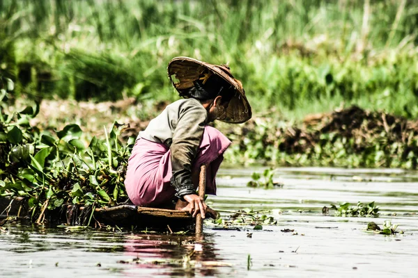 En oidentifierad arbetar i myanmar — Stockfoto