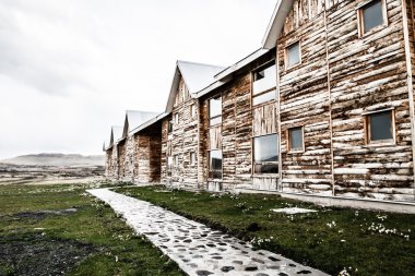 Refugio içinde torres del paine, patagonia, Arjantin.