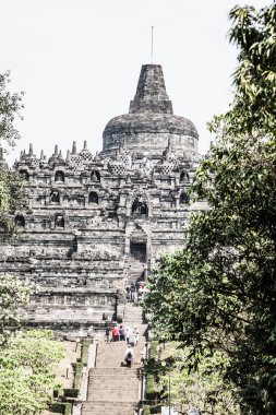 Borobudur Tapınağı'nda gündoğumu. Yogyakarta, java, Endonezya.