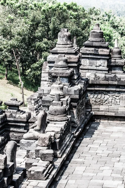 Chrám Borobudur za úsvitu. Yogyakarta Jáva. — Stock fotografie