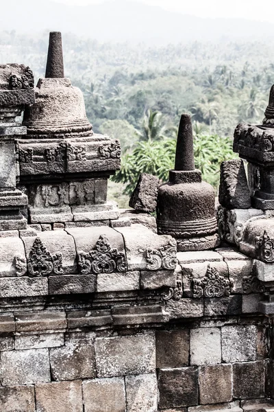 Chrám Borobudur za úsvitu. Yogyakarta Jáva. — Stock fotografie