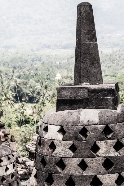 Chrám Borobudur za úsvitu. Yogyakarta Jáva. — Stock fotografie