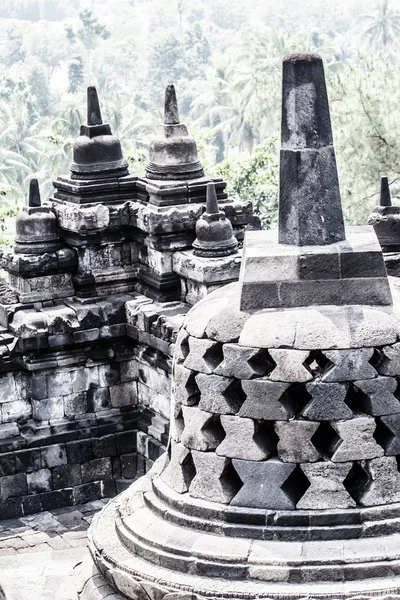 Chrám Borobudur za úsvitu. Yogyakarta Jáva. — Stock fotografie