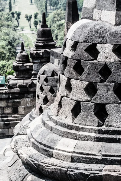 Borobudur templet vid soluppgången. Yogyakarta, java, Indonesien. — Stockfoto