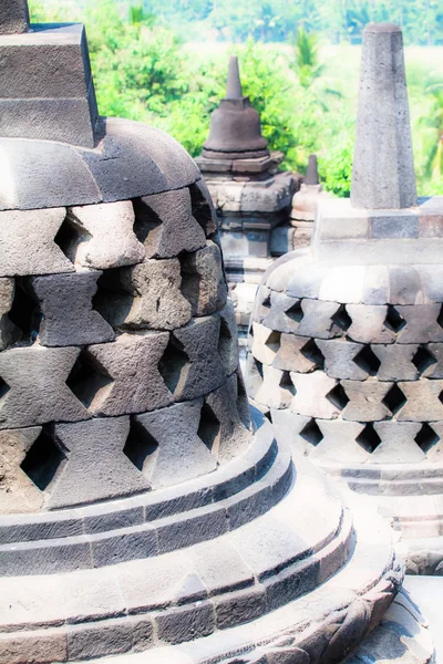 Kuil Borobudur saat matahari terbit. Yogyakarta, Jawa, Indonesia . — Stok Foto