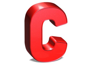 Beyaz arka plan üzerinde 3D parlak kırmızı mektup koleksiyonu