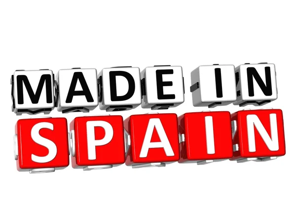 3D Made in Spain pulsante su sfondo bianco — Foto Stock