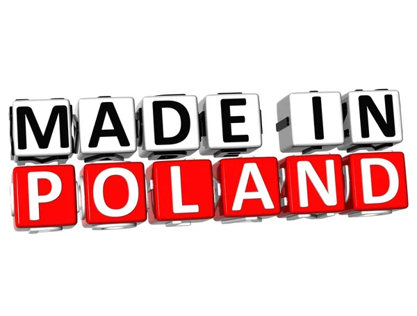 Bouton 3D Made in Poland sur fond blanc — Photo