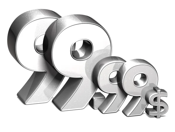 3D-s ezüst különleges ára Usd gyűjtemény felett fehér háttér — Stock Fotó