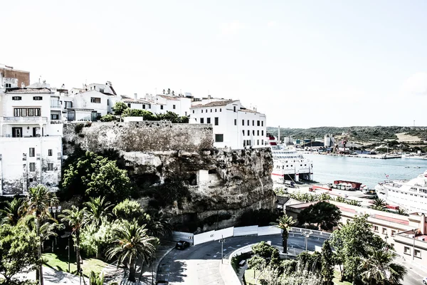 Rakpart és a kikötő-Mahon, Menorca, Spanyolország — Stock Fotó