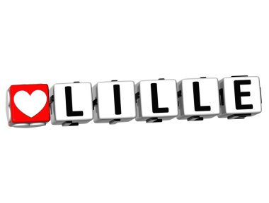 3D lille bulmaca bloğu metni beyaz zemin üzerine seviyorum