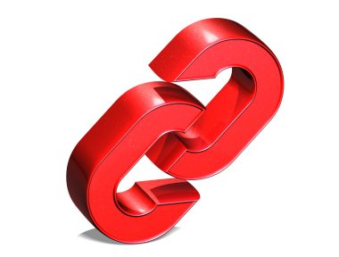 3D zincir kırmızı beyaz arka plan üzerinde kayıt