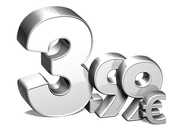 3D Silver Special Price Collezione Euro su sfondo bianco — Foto Stock