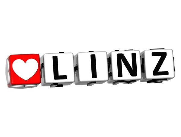 3D I Love Linz Crossword Block texte sur fond blanc — Photo