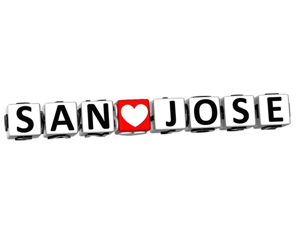 3D I Love San Jose Crossword Block text on white background — Stock Photo, Image