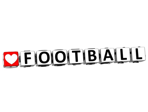 3D I Love Football Game Botón Bloquear texto sobre fondo blanco — Foto de Stock