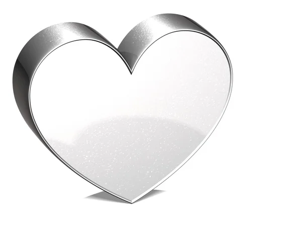 Знак серебра 3D сердца на белом фоне — стоковое фото
