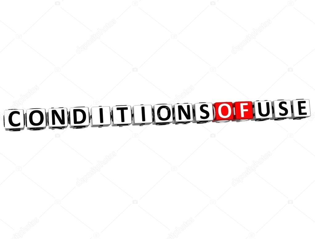 3D Conditions of Use Crossword on white background