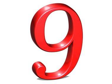 beyaz zemin üzerine kırmızı sayısı kümesini 3D