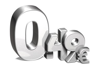 Beyaz arka plan üzerinde 3D gümüş özel fiyat euro koleksiyonu