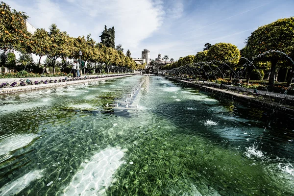 Gardens at the Alcazar de los Reyes Cristianos in Cordoba, Spain — Stock Photo, Image