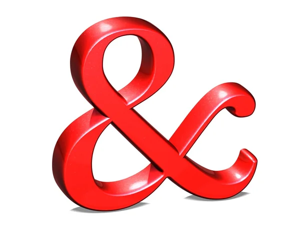 Röd ampersand isolerad på vit bakgrund — 图库照片