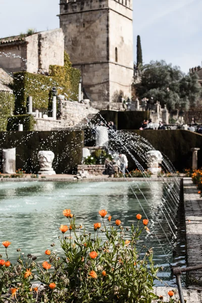 Trädgårdar på alcazar de los reyes cristianos i cordoba, Spanien — Stockfoto