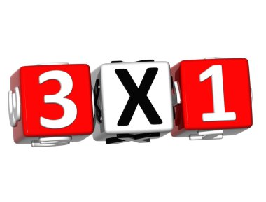 bir düğme için 3D üç blok metin tıklayın